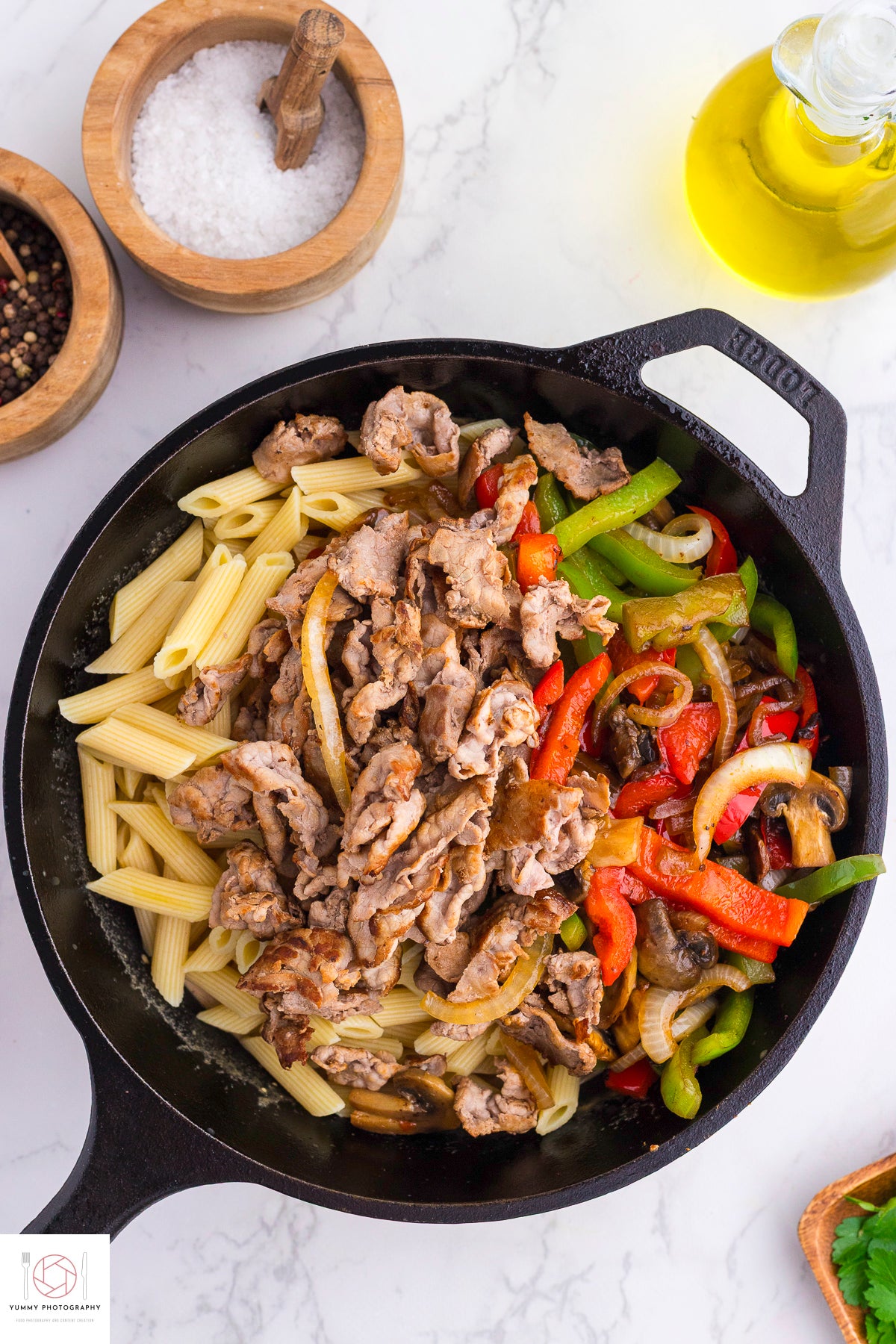 Philly Cheesesteak pasta