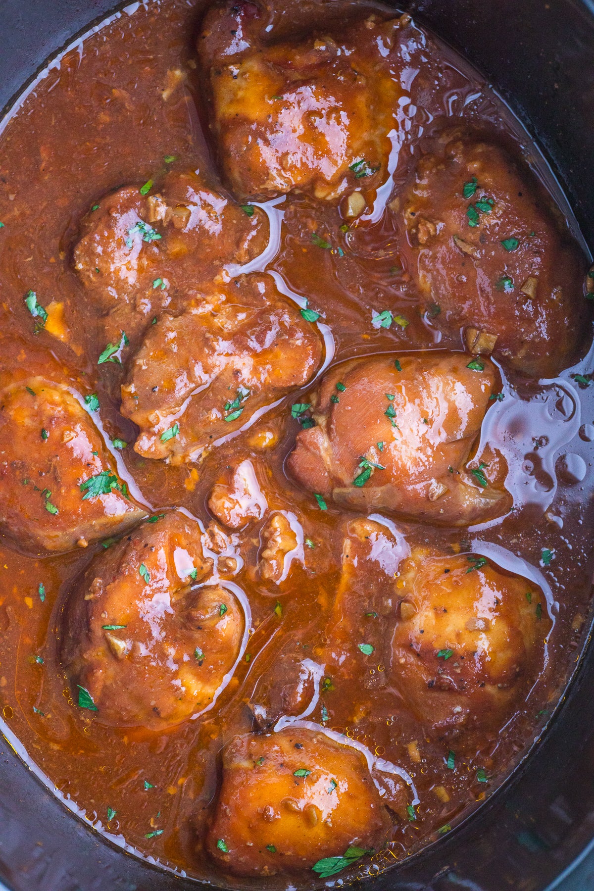 Slow Cooker BBQ Chicken Thighs