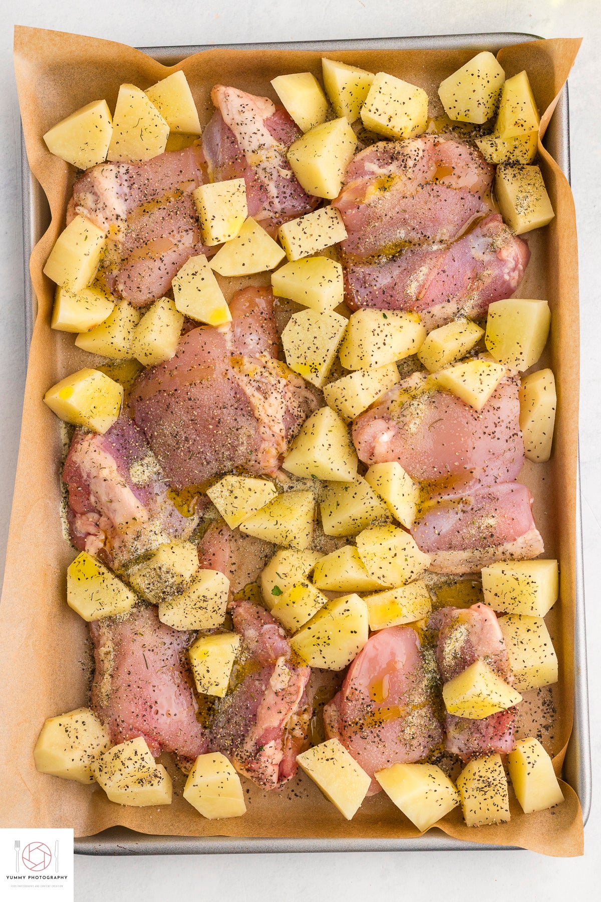 BAKED CHICKEN THIGH AND POTATOES