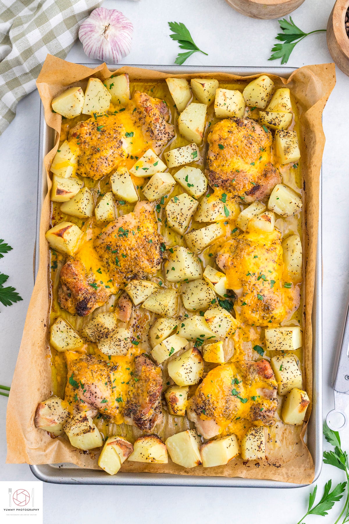 BAKED CHICKEN THIGH AND POTATOES