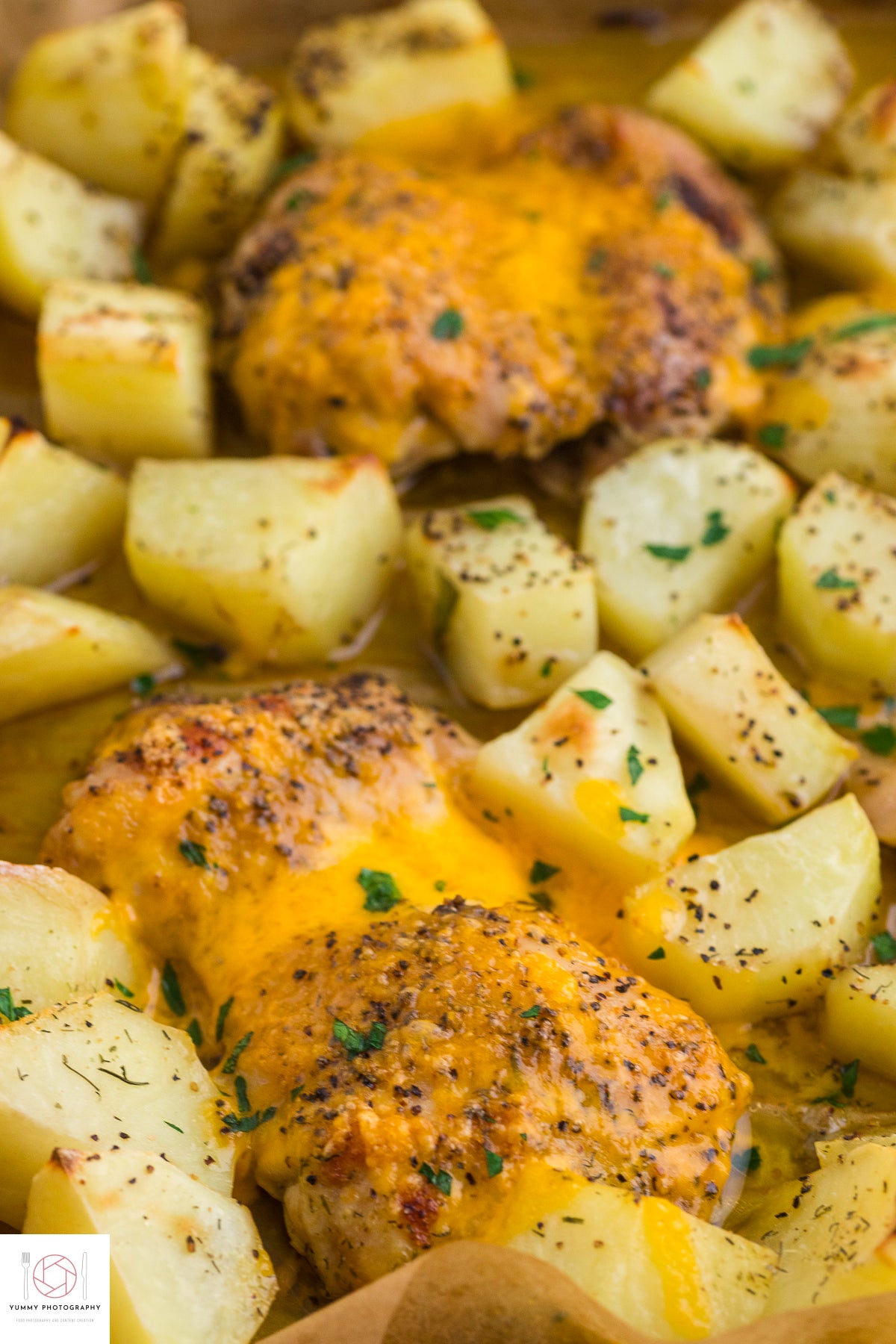 BAKED CHICKEN THIGH AND POTATOES