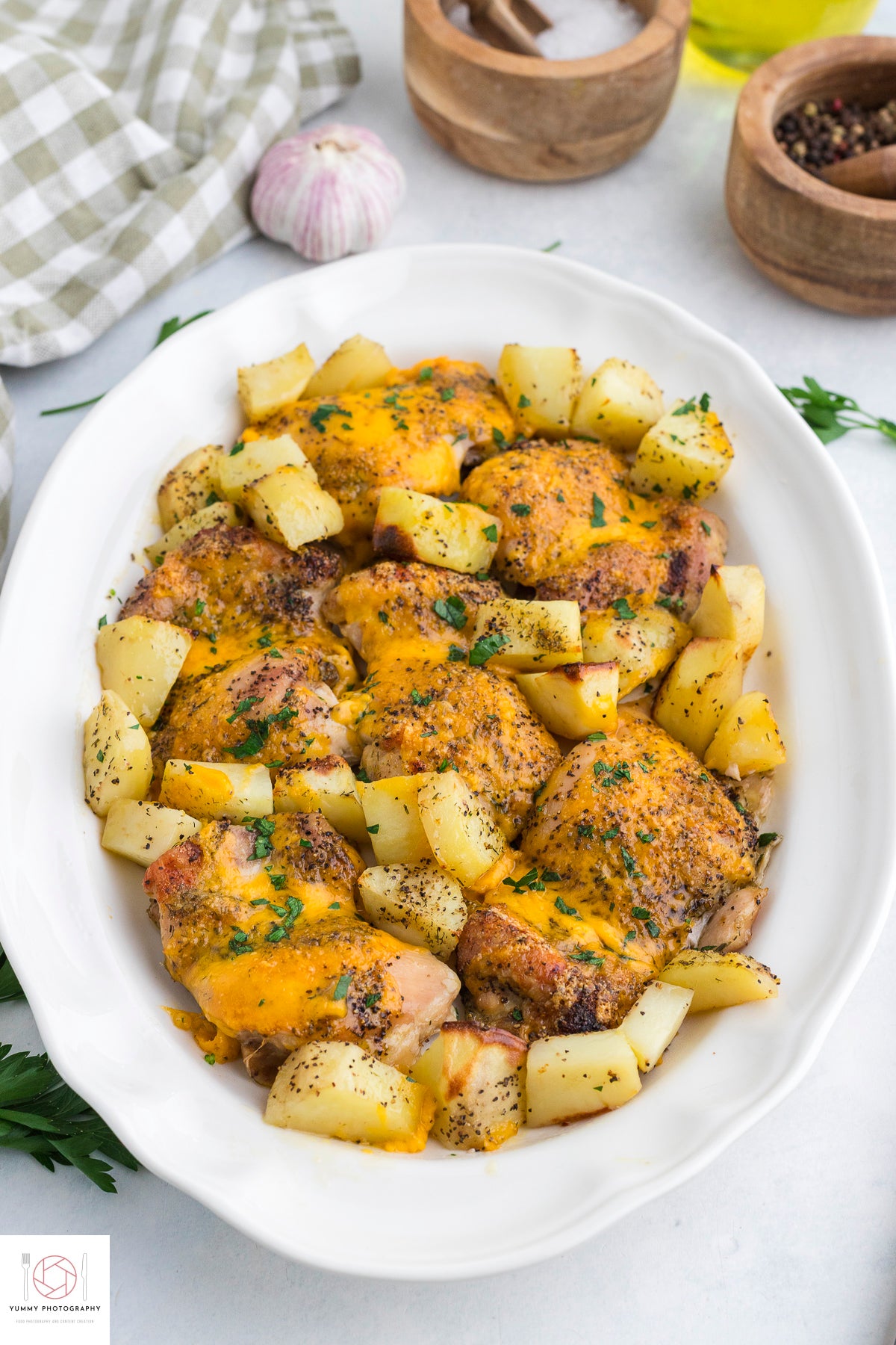 BAKED CHICKEN THIGH AND POTATOES
