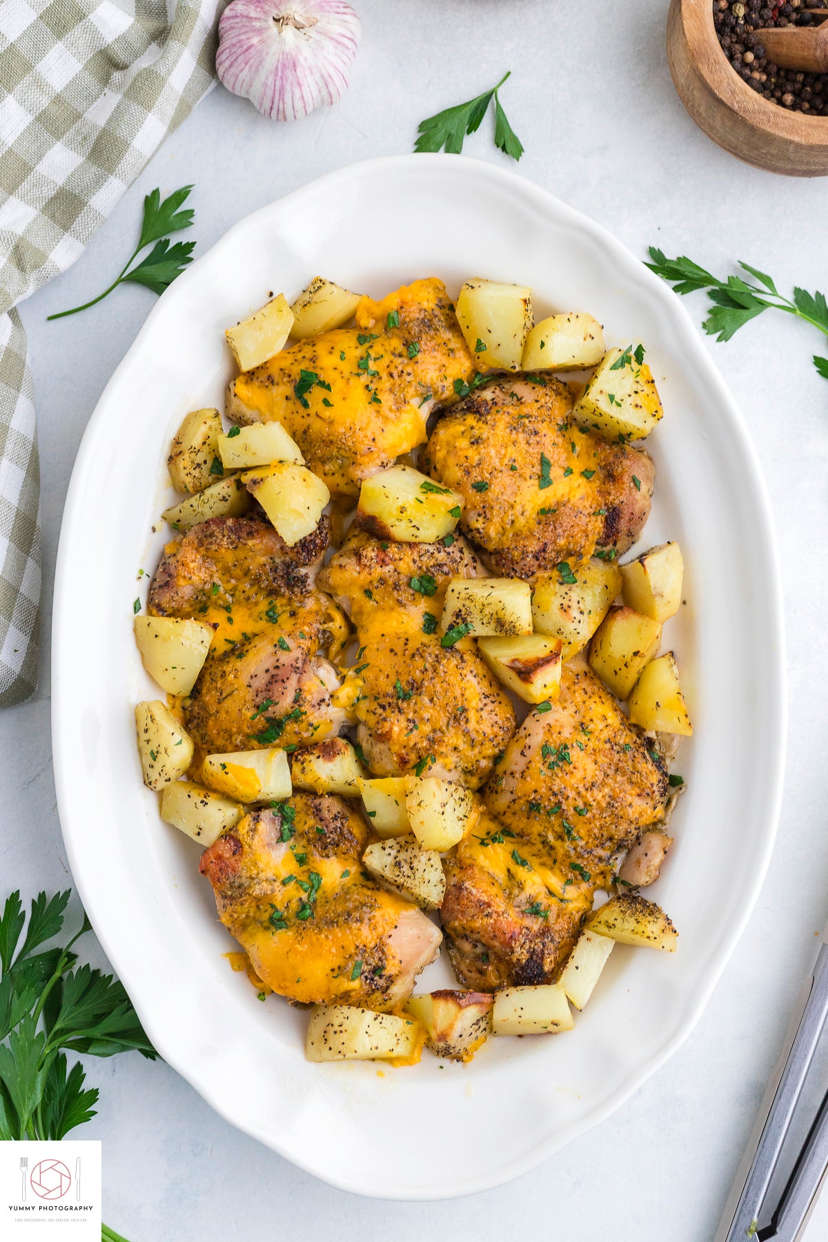 BAKED CHICKEN THIGH AND POTATOES