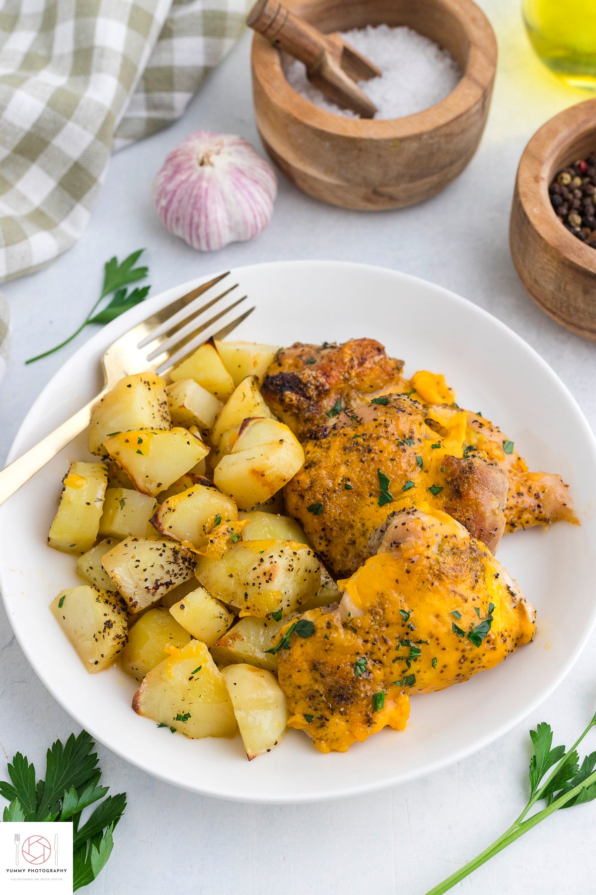 BAKED CHICKEN THIGH AND POTATOES