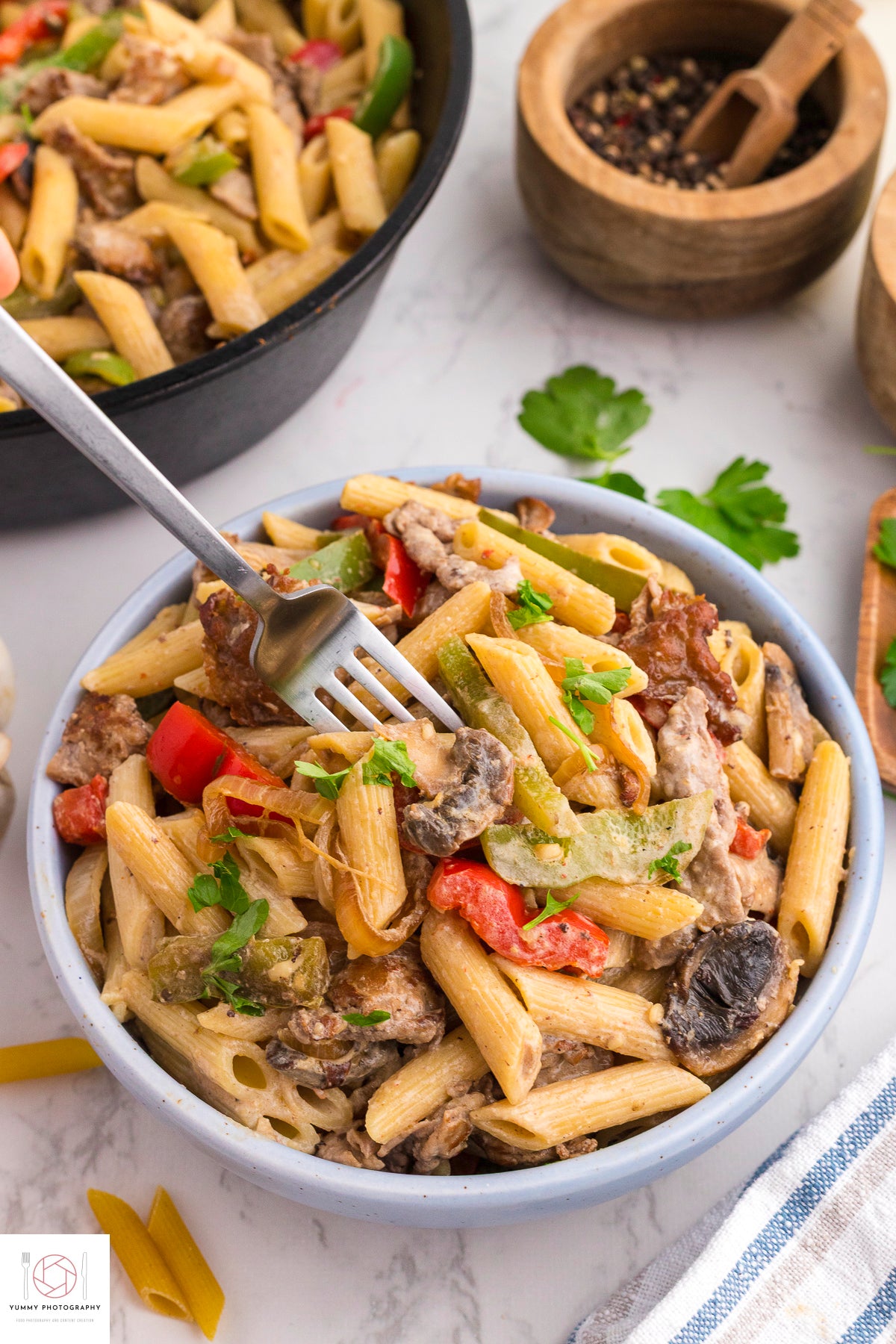 Philly Cheesesteak pasta