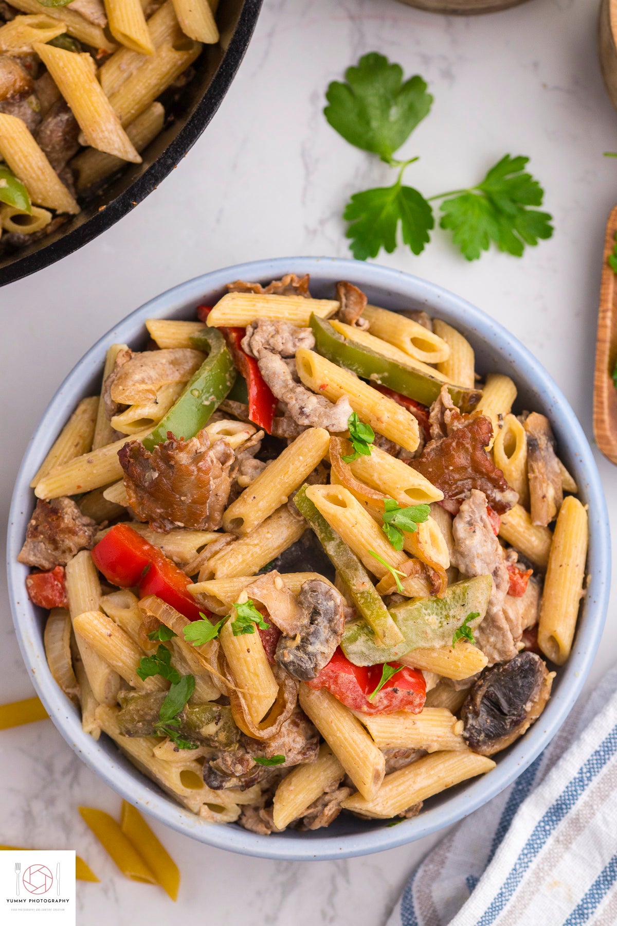 Philly Cheesesteak pasta