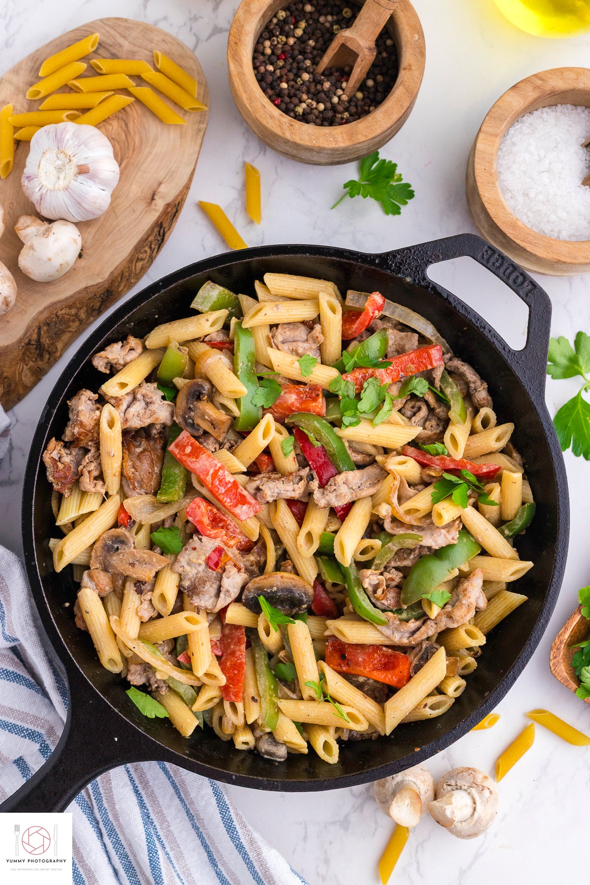 Philly Cheesesteak pasta