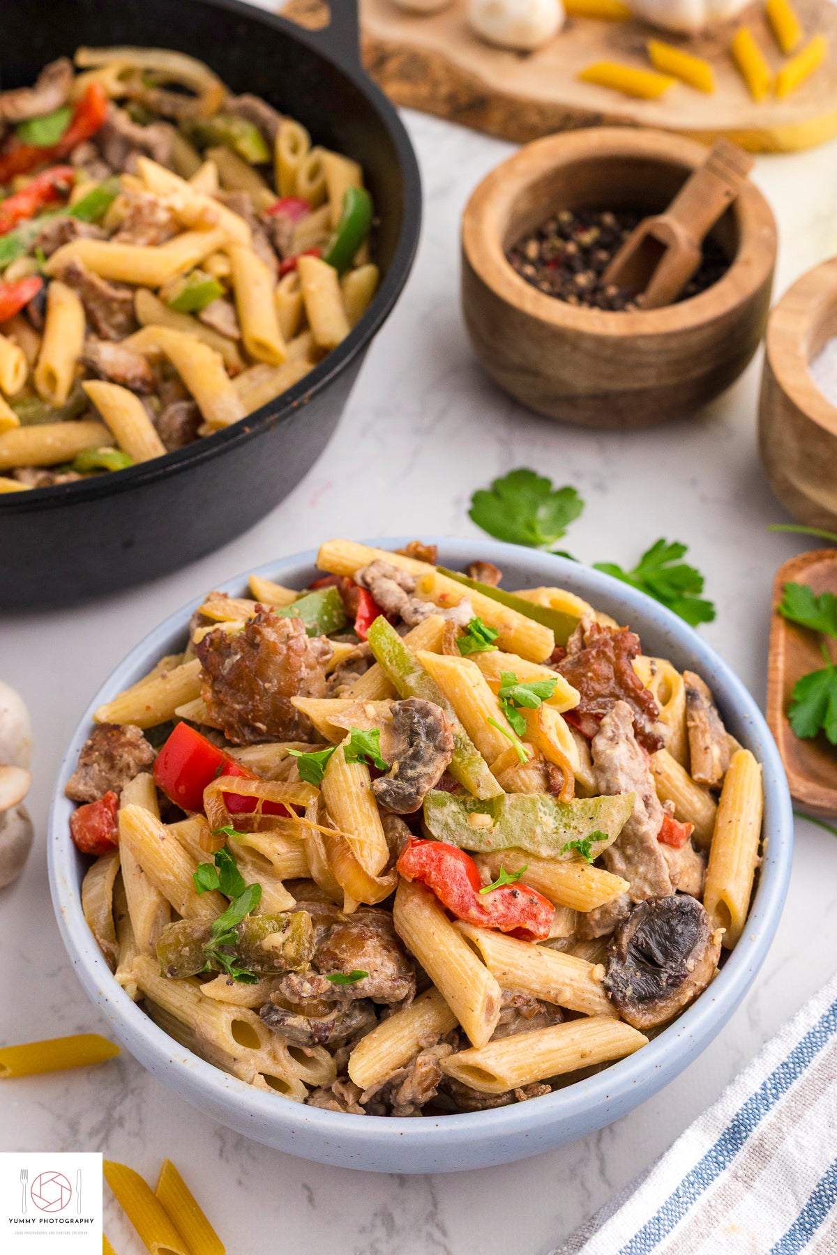 Philly Cheesesteak pasta